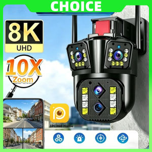 difang | IPC360 Home 8K 16MP WiFi Camera 10X Optical Zoom Four Lens Three Screen Surveillance Cam Auto Tracking Outdoor 360° IP Cam