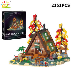 HUIQIBAO MOC Autumn Treehouse Architecture Style Castle House Micro Building Block Brick for Kid Gift Children Construction Toys