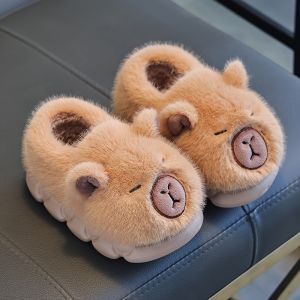 เด็กฤดูหนาวรองเท้าแตะผ้าฝ้ายน่ารัก Capybara SLIP-ON รองเท้าสําหรับ Boys & Girls Soft Non-SLIP Soles น้ําหนักเบาสวมใส่ง่ายปิด