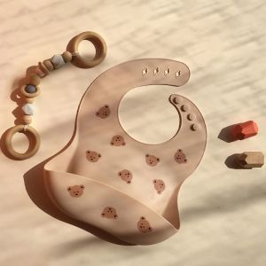 Baby Bib CelemekBayi Bear Beruang Bib Portabel Tahan Air Bear Silicon
