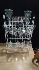 (Cao cấp) Giá phơi dụng cụ 48 chỗ có máng Mica tháo nước thí nghiệm