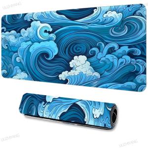 Blue Japan waves Mouse Pad XXL Laptops Gaming Deskmat Large Office Carpet Gamer Keyboard Computer Mousepad Long Desk Mats