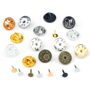 30Sets Iron Brooch Butterfly Clasps Squeeze Badge Buckles Tie Back Stoppers Holder Flat Head Pin Round Buckle for DIY Jewelry Making Findings