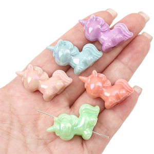 2pcs Acrylic Unicorn Beads Charms Pendant for Earring Bracelet Necklace Keychain DIY Jewelry Making Accessories