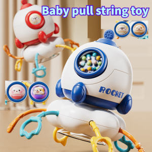 Montessori Sensory Pull String Toy: A Silicone Teether & Grasp Training Tool for 6-12 Months