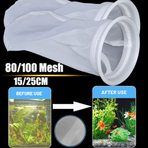 ถุงเครื่องกรองตู้ปลาปลา15/25ซม. ถุงที่กรองตาข่ายไนลอนก้นตู้ปลากันการหก80/100แหวนตาข่ายถุงเท้ากรองอุปกรณ์เสริมตัวกรองเครื่องกรองตู้ปลาปลาแบบยาวใช้ในบ้าน