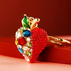 Mặt Dây Chuyền Chìa Khóa Hình Quả Dâu Tây Nhỏ Bằng Kim Loại Có Đá Rhinestone 3D Cho Phụ Nữ Chất Liệu Hợp Kim Zn Quà Tặng Sáng Tạo