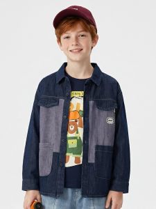Turn-down Collar Autumn/Spring Childrens Denim Shirt