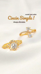 Cute Jewelry Cincin Dewasa Love Permata Zirkon Perhiasan Lapis Emas Imitasi A200