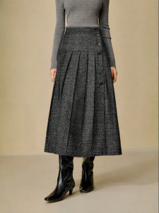 INMAN | Vintage Check Pleated A-line Skirt