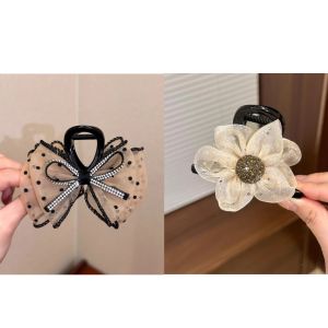 Purple Rice Brand New Elegant Butterfly Knot Net Yarn Bobbing Clip Freshly Baked Sweet Style Hair Accessories