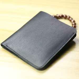 Mens Leather Ultra-Thin Vertical Drivers License Youth Wallet
