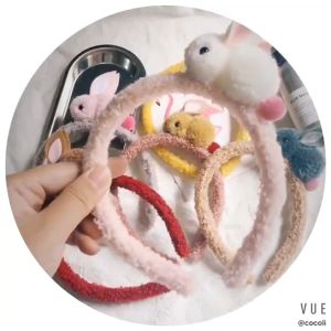 Bando Korea Anak Perempuan Motif Kelinci Bulu Polos Aksesoris Hiasan Rambut Wanita Bandana AK126