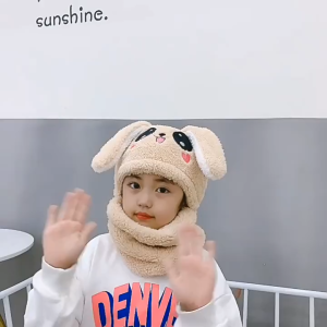 Ready stock MZ391=Childrens winter plush cap panda Siamese cap outdoor cold protection warm set of hats儿童秋冬毛绒帽熊猫连体帽户外防寒