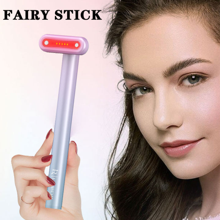 Free Shipping SolaWave 4 in 1 Fairy Stick Beauty Facial Wand Red Light Therapy for Face and Neck EMS Microcurrent Facial Device for Anti Aging Anti Wrinkle Dark Circle Remover Facial