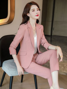 Pink Slim Fit Womens Suit Jacket Spring Autumn New Style Korean Version Professional Workwear Ensemble Elegant Goddess Style