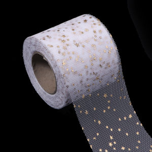 Ruộng Vải Lưới Voan Nhiều Màu Sắc 22 Thước 6cm In Dập Nổi Hình Sao Chất Liệu Polyester Mỏng Dùng Trang Trí Bó Hoa Quà Tặng Tiệc Cưới