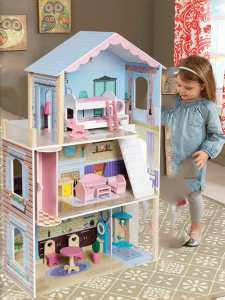 Super Large Pink Dollhouse Simulation Adjustable Elevator Full Set of Furniture Semi-Open Design Artificial Girl House Toys