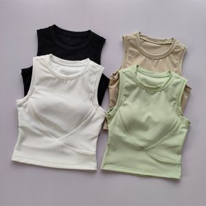 Womens High-Strength Gym Tank Top Shockproof Yoga Bra Padded Sports Vest Push-Up Fitness Top for Gym Running Vest