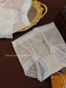 French Style Lace Soft Tulle Womens Underwear Thin Pure Cotton Crotch Seamless Comfortable Breathable mid Waist 3 Pack