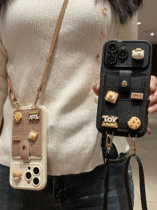 Honor 400 Series Leather Phone Case Crossbody Coin Purse Card Insert Hanging Rope Bear Design Mobile Phone Protective Cover