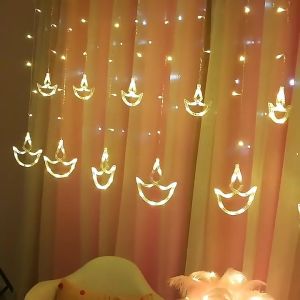 Hari Raya Decoration LED Curtain Light Outdoor Waterproof Light Strip String Lights Christmas Decorations for Home Wedding Party Garden Street Decor