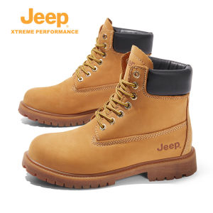 Jeep | Jeep Outdoor Waterproof Hiking Boots Mens Autumn Winter Fleece Lined Yellow Martin Boots Womens Walking Workwear Boots