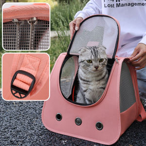 Portable Large Capacity Cat Backpack Bag Water-resistant Breathable Fully Ventilated Mesh Adjustable For Hiking Travel Walking