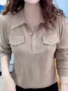 Temperament Base Half Open Shirt Western Style Easiest for Match Summer New Short Sleeve High-End Tops Fashion Womens Outerwear Short