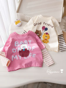 New Versatile Fake Two-Piece Cartoon Casual T-Shirt