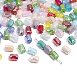 6x8mm Glass Colored Faceted Rectangular Beads for DIY Jewelry Making Bracelets Necklace Crafts Accessories