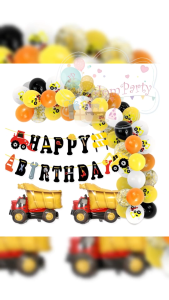 JomParty Excavator Bruder Crane Vehicle Truck Garland Balloon Kids Birthday Party Hari Jadi Buket Garland Belon Pesta