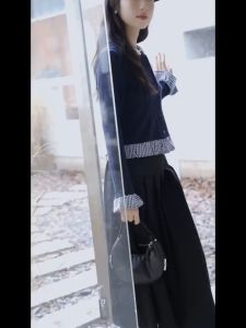 💥[A395] Áo len nữ Montoghi dệt kim PHỐI BÈO CARO cài LOGO NƠ kiểu thừng tay dài sang trọng - L2M