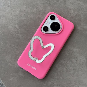 EVENSHOW2025 ฤดูร้อนใหม่ซิลิโคนเหลวระดับไฮเอนด์เคสโทรศัพท์ผีเสื้อพร้อมขาตั้งเหมาะสำหรับหัวเว่ย Pura70 Pro80 Ultra ผู้หญิงคลุมทั้งหมดเคสป้องกันการล่มสลาย