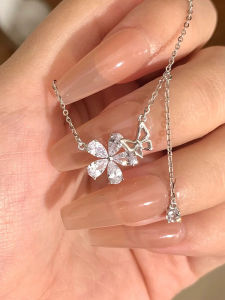 Butterfly Flower Pure Silver S999 Necklace Womens Luxury Minimalist High-End Clavicle Chain Birthday Gift Original Design Jewelry