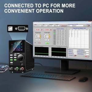 KUAIUQ DC Power Supply Variable 300V 1A High Voltage Programmable Adjustable Regulated Lab Bench Power Supply with PC Software Encoder Knob Memory Storage Output Switch Lock Button