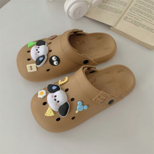 รองเท้าแตะพื้นหนาสำหรับผู้หญิงในช่วงฤดูร้อน รองเท้าแตะชายหาดแบบสวมสองทาง กันลื่น ลายสุนัข รองเท้าแตะแบบสวมหัว พื้นรองเท้า PVC