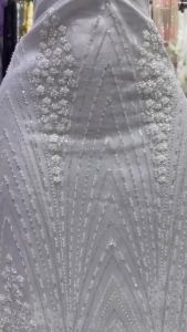 New African Nigerian High-Quality Tulle Lace Fabric Sequins Embroidery French Guipure Wedding Party Dress Beaded 5 Yards AT2932