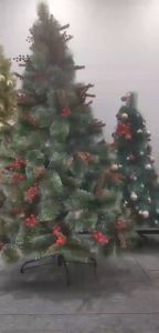 4/5/6/7/8 ft 2024 New Year Christmas Tree Pre-Decorated Artificial Holiday Xmas Trees Hinged Snow Flocked Branch Tips Christmas Tree