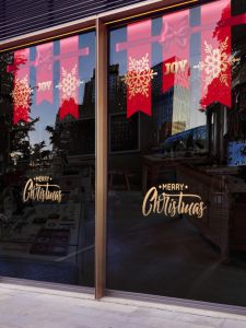 Christmas Decorative Static Cling Stickers Creative Window Flowers New Year Shop Window Glass Stickers Christmas Decoration