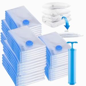 ถุงซีลสูญญากาศสำหรับจัดเก็บเสื้อผ้า ผ้าปูที่นอน ประหยัดพื้นที่ 3-5 ชิ้น พร้อมปั๊มสุญญากาศ ถุงจัดระเบียบแบบพับได้