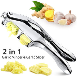 Garlic Press Garlic Press Slicer Stainless Steel 2in1 Garlic Mincer Double Function Garlic Crusher Handheld Garlic Squeezer Tool