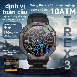 Đồng Hồ Thông Minh Quân Sự T-Rex 3 GPS Dành Cho Nam Chống Nước 10ATM 170+ Chế Độ Thể Thao Pin 500mAh Gọi Bluetooth Màn Hình AMOLED HD Tích Hợp Theo Dõi Sức Khỏe