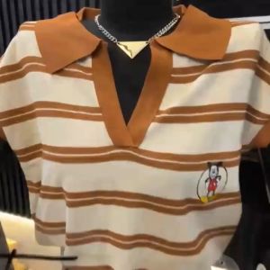 Áo len tay hến kẻ ngang thêu họa tiết hình MICKEY dễ thương dành cho bạn nữ