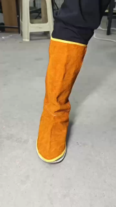 [40cm]Cowhide welding foot cover in stock cowhide insulation welding large foot protection welder cowhide foot protection reinforced welding protection