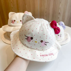 Adorable Cat Ear Fisherman Hat for Babies with Bow Tie Sun Protection Wide Brim Cute Fun Bucket Hat Spring Autumn Childrens Clothing