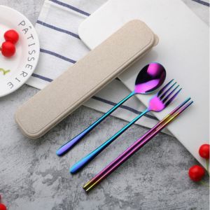 Set Alat Makan Korea Stainless Steel Tebal - Sendok Korea Set - Sendok Garpu Sumpit Makan Korea