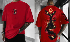 Pokémon Japanese Anime Peripheral Umbreon Short Sleeve T-Shirt Pokémon Summer Mens Fashion Breathable Sports Top