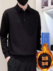 Mens Hoodie Long Sleeve Fleece Lined Casual Polo Shirt Turn-down Collar Business Casual Style Spring Autumn Winter Wear