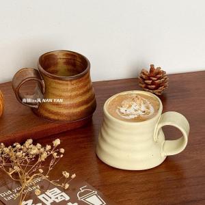 แก้วกาแฟเซรามิกทรงเรขาคณิตสไตล์ย้อนยุค แก้วน้ำ แก้วกาแฟลาเต้ แก้วน้ำเช้า แก้วเซรามิกเคลือบอุณหภูมิเปลี่ยน